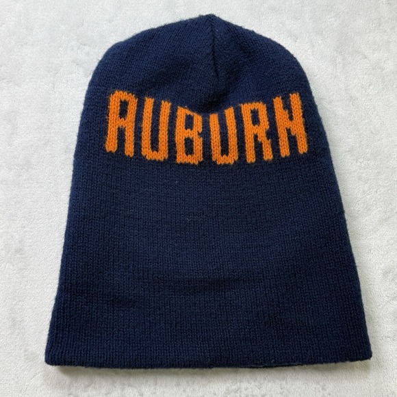 The Unbranded Brand Other - Vintage 80s Auburn Tigers Reversible Knit Beanie Hat Blue‎ Orange College